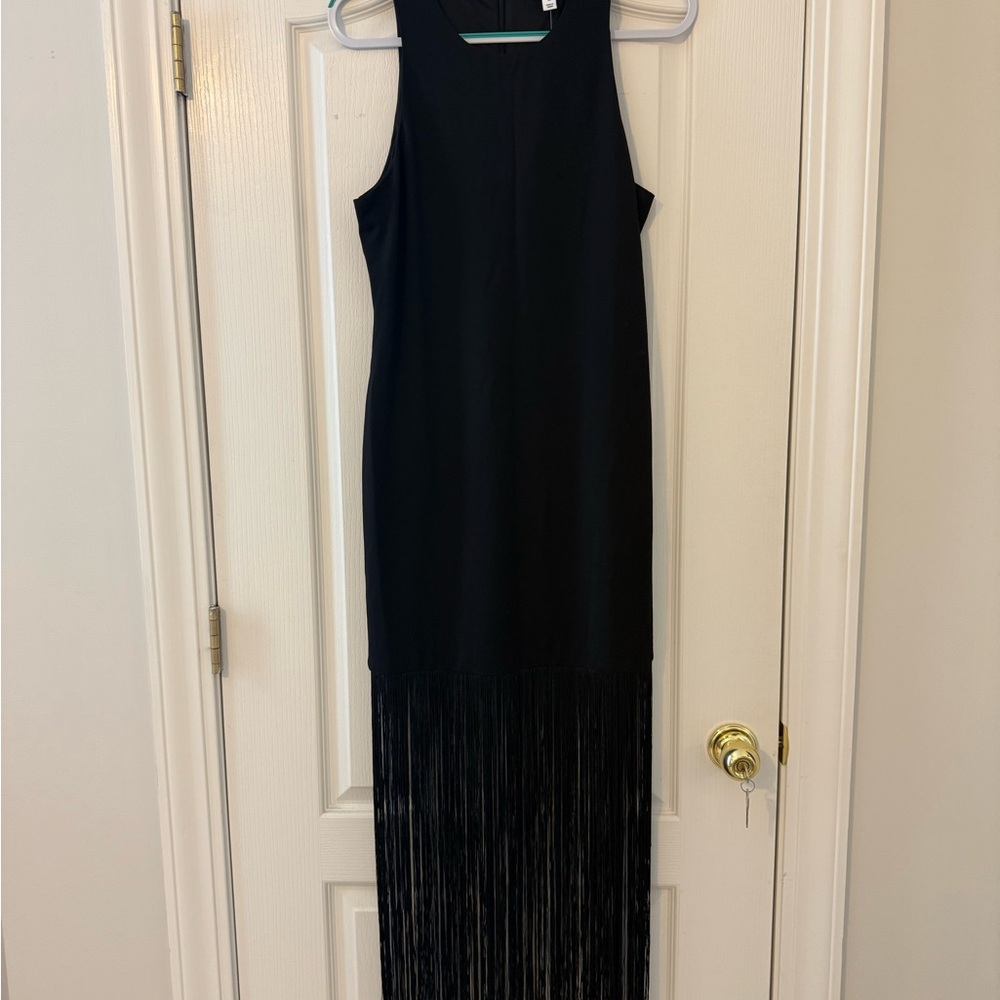Bar III Black Midi Dress with Fringe